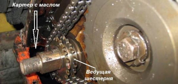 Где расположена ведущая шестерня ГРМ на ВАЗ 2101–07
